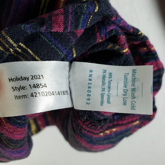 Marine Layer Jamie Blouse Top Banded Collar Popover Lurex Multi Stripe size XS - Picture 10 of 12